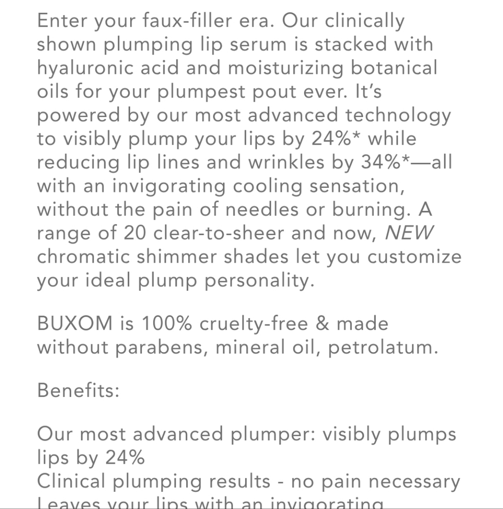 NIB BUXOM PLUMP SHOT SHEER TINT COLLAGEN PETPIDE INFUSED - Picture 3 of 12